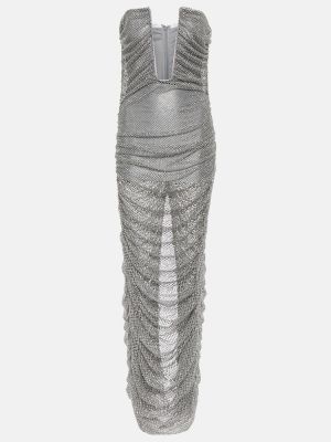 Sukienka długa z siateczką Giuseppe Di Morabito srebrna