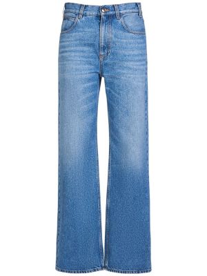 Bavlnené džínsy s rovným strihom Chloé modrá
