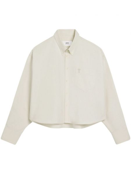 Bavlnená košeľa s výšivkou Ami Paris biela