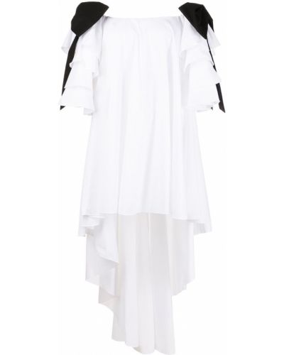 Платье с оборками асимметричного кроя Caroline Constas, белое