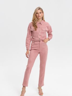 Pantaloni din piele de căprioară Monnari roz