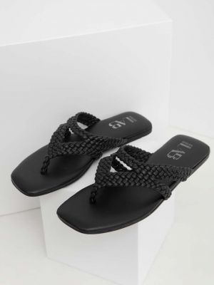 Sandale din piele cu toc cu toc plat Answear Lab negru