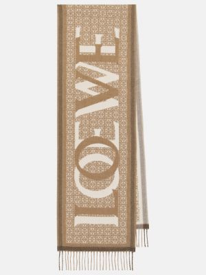 Кашемировый шерстяной шарф Loewe бежевый
