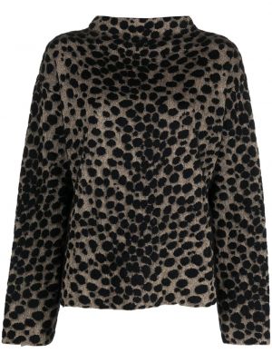 Haut en tricot à imprimé à imprimé léopard Genny noir