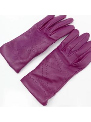 Rękawiczki skórzane Hermès Vintage fioletowe