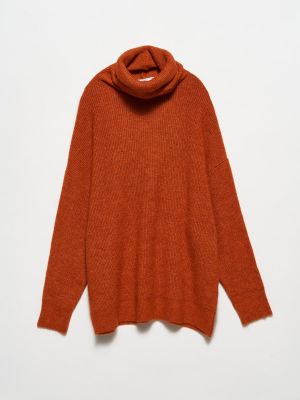 Brīva piegriezuma džemperis ar augstu apkakli Dilvin oranžs