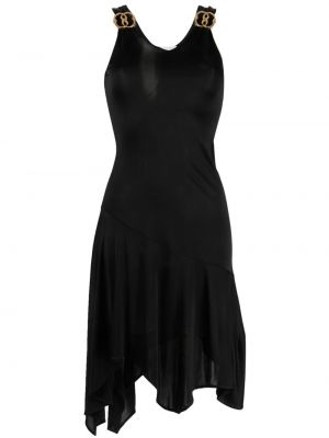 Drapované saténové midi šaty s výstrihom do v Bally čierna