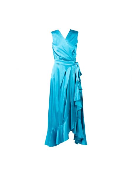Sukienka midi z dekoltem w serek Pinko niebieska