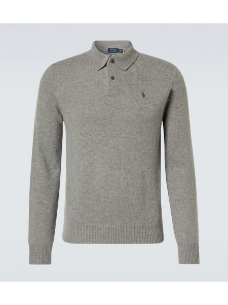 Cashmere ull poloskjorte Polo Ralph Lauren grå