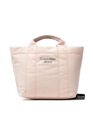 Prošivena shopper torbica Calvin Klein Jeans ružičasta