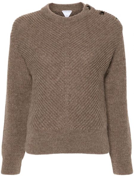 Вълнен дълъг пуловер от алпака вълна Bottega Veneta кафяво