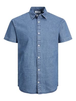 Джинсовая рубашка с коротким рукавом Jack & Jones синяя