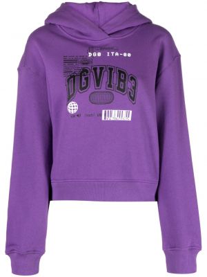 Raštuotas medvilninis džemperis su gobtuvu Dolce & Gabbana violetinė