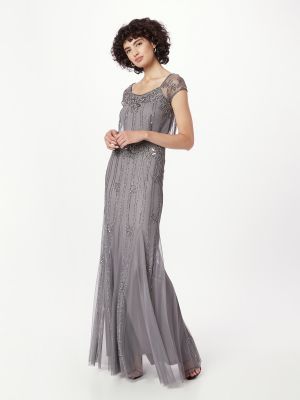 Csipkés gyöngyös estélyi ruha Lace & Beads ezüstszínű