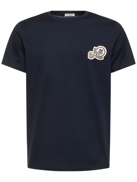 Medvilninis marškinėliai Moncler mėlyna