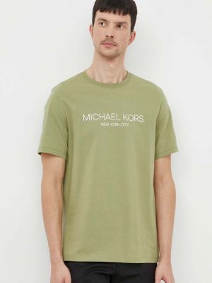 Koszulka bawełniana z nadrukiem Michael Kors zielona