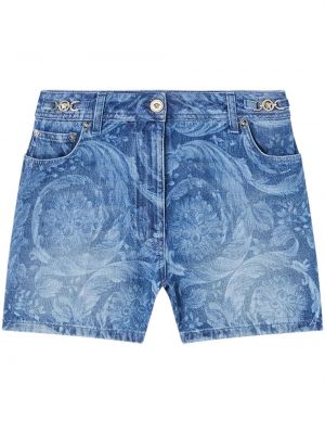 Shorts en jean en coton Versace bleu