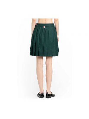 Mini falda a rayas plisada de franela Thom Browne verde