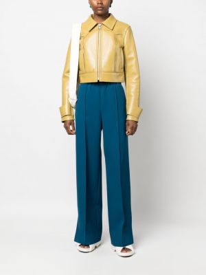 Vlněné rovné kalhoty Jil Sander modré
