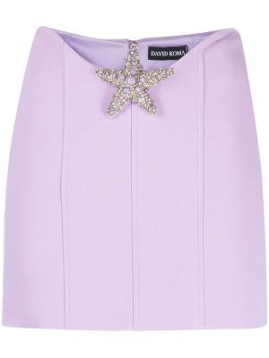 Křišťálové mini sukně David Koma fialové