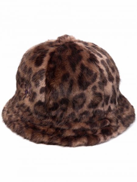 Leopardí klobouk s kožíškem s potiskem Needles hnědý