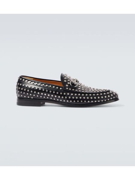 Læder loafers med nitter Gucci sort