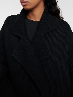 Vlněný kabát Totême černý