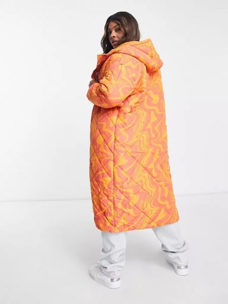Стеганое пальто с принтом Glamorous оранжевое