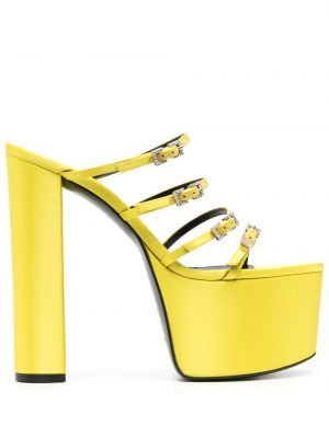 Papuci tip mules cu platformă Sergio Rossi galben