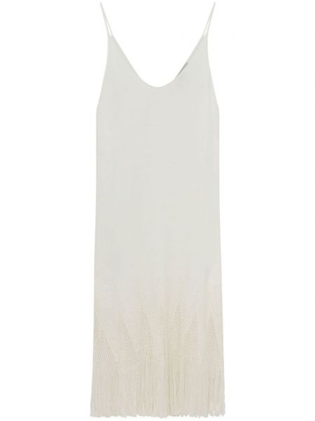 Φόρεμα με τιράντες με κρόσσια Stella Mccartney λευκό