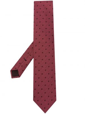 Копринена вратовръзка на точки Tom Ford винено червено