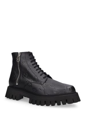 Kožené kotníkové boty Gucci černé