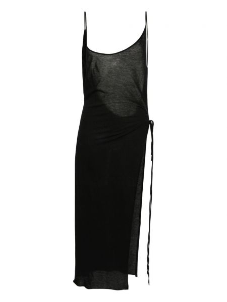Pamučni haljina na naramenice The Attico crna