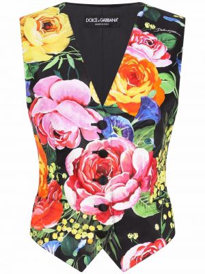 Trykt floral silke vest Dolce & Gabbana svart