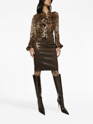 Zīda blūze ar apdruku ar leoparda rakstu Dolce & Gabbana