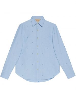 Camicia ricamata Gucci blu