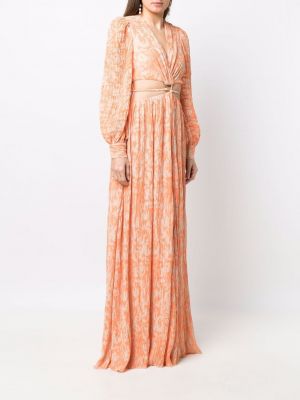 Sukienka wieczorowa z nadrukiem w abstrakcyjne wzory Jonathan Simkhai pomarańczowa