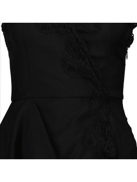 Mini vestido con escote v de encaje Alexander Mcqueen negro