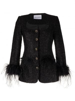 Kožená bunda z peří s dlouhými rukávy z polyesteru Rebecca Vallance - černá