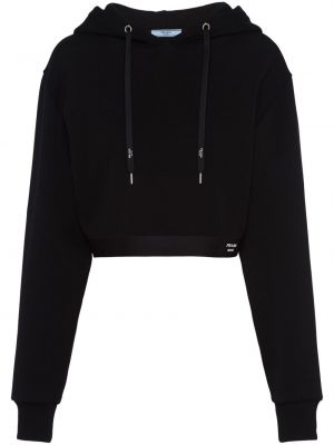 Raštuotas džemperis su gobtuvu Prada juoda