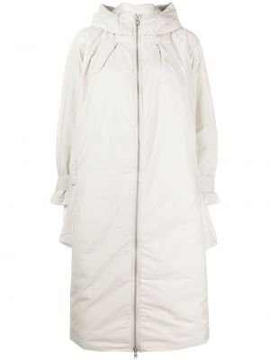 Пухено палто с качулка Jnby бяло