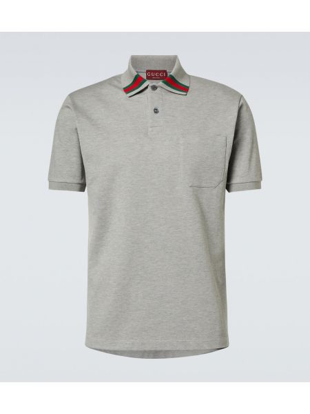 Stribet poloshirt i bomuld Gucci grå