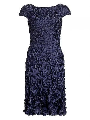 Платье с бисером с аппликацией Theia синее
