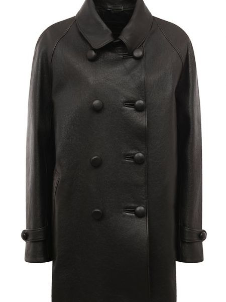 Кожаное пальто Prada черное