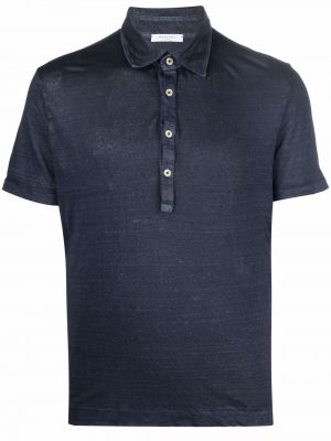 Lininis polo marškinėliai Boglioli mėlyna