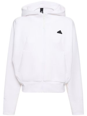 Mikina s kapucí na zip Adidas Performance bílá