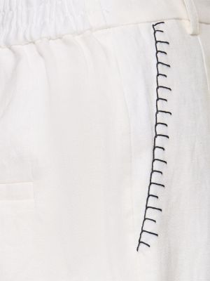 Lniane proste spodnie Marysia białe