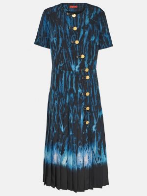 Плиссированное платье миди с принтом Altuzarra синее