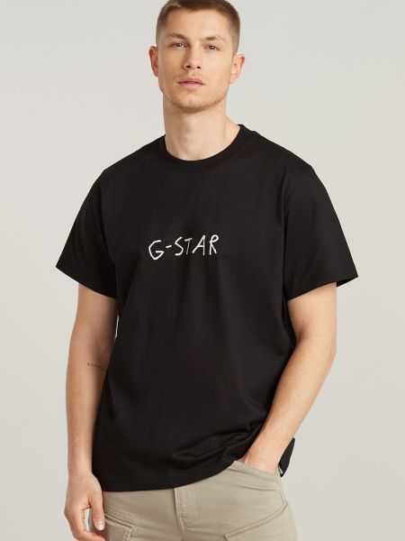 Хлопковая футболка со звездочками G-star Raw черная