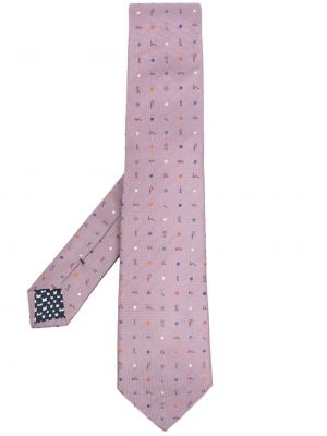 Hodvábna kravata s výšivkou Paul Smith fialová